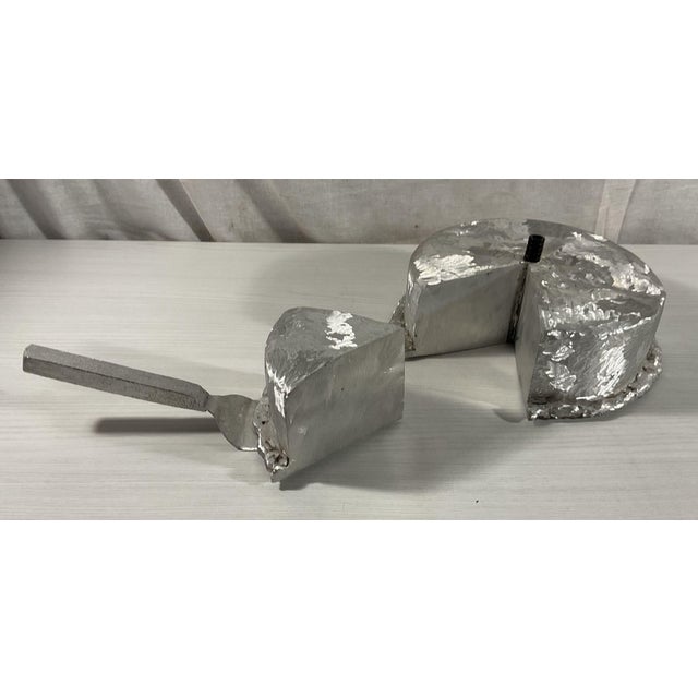 Abstract Piece of Cake Signed Two-Part Aluminum Sculpture by Herbert Simon, 1992 For Sale - Image 3 of 6