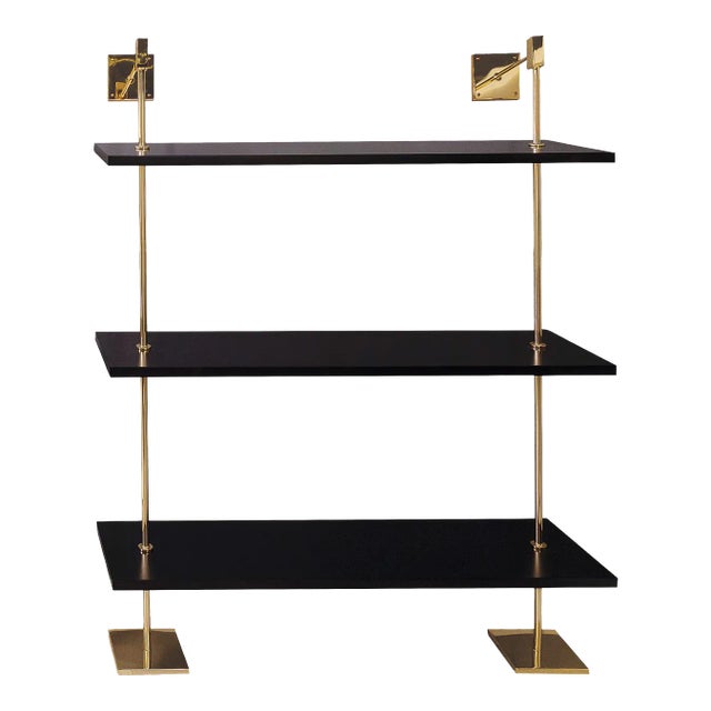 Marais 3-Tier Black & Gold Shelf 48"W For Sale