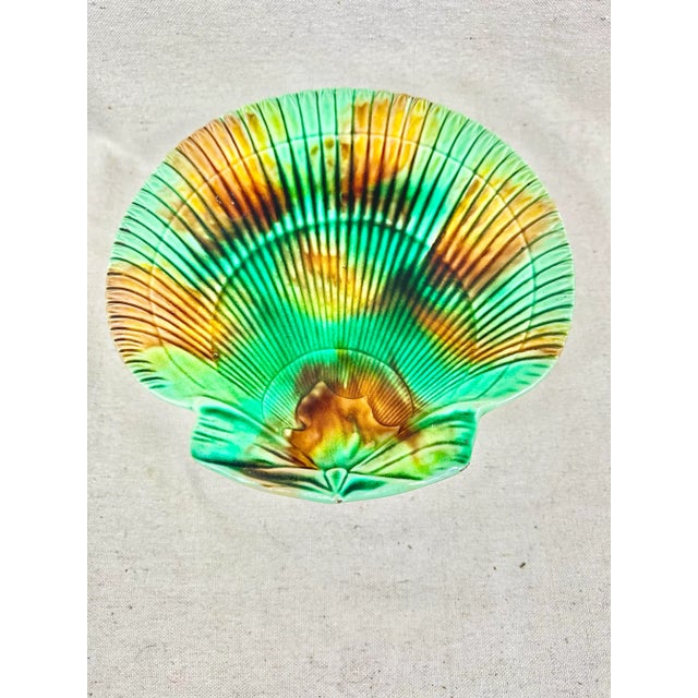 Early 20th Century Vintage Majolica Dolphin Compote For Sale - Image 5 of 8