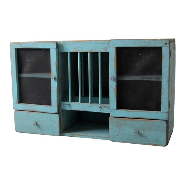 Vintage Painted Counter Top Cabinet For Sale