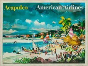 1960s American Airlines Acapulco Poster, Framed