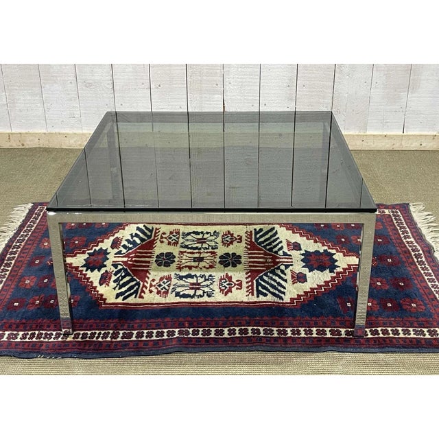Chrome and Glass Top Coffee Table, 1980s For Sale - Image 3 of 9