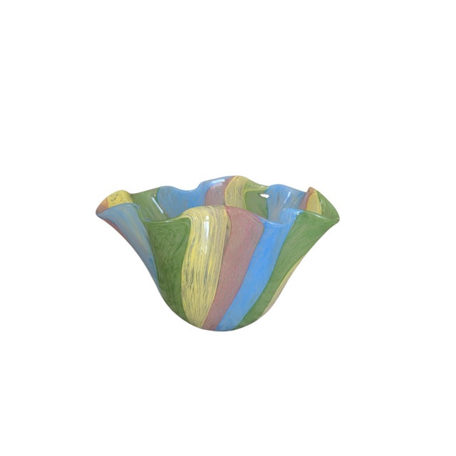 Art Glass Ruffled Decorative Bowl For Sale - Image 4 of 12