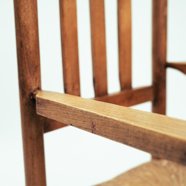 Art Deco Amsterdam School Side Armchair with Straw Seat, the Netherlands, 1930s For Sale - Image 10 of 18