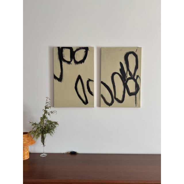 Abstract Painting Set of Two Picture | Modular Painting on Canvas in Contemporary Style For Sale - Image 6 of 8