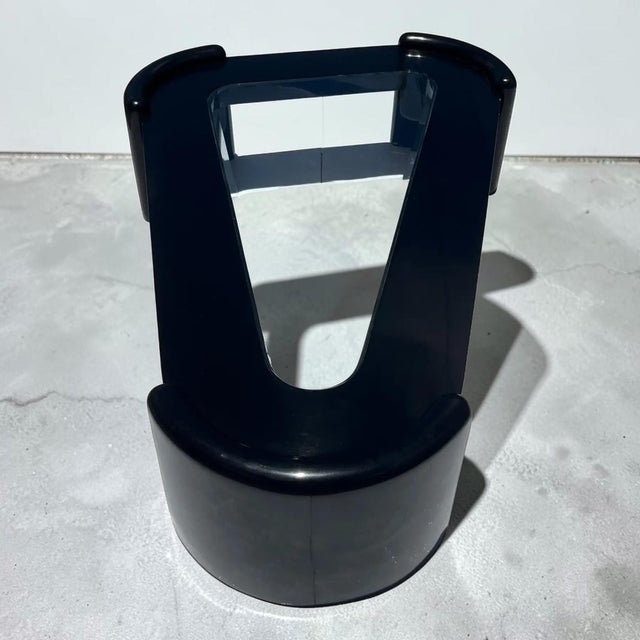 Glass XL Postmodern Glass Black Lacquer Triangular Coffee Table For Sale - Image 7 of 9