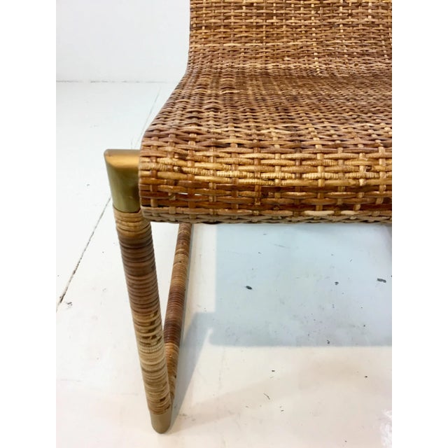 Timeless Mid-Century Modern Style Henredon Cane Chair, antique brass metal frame, the seat detaches from the frame, prototype