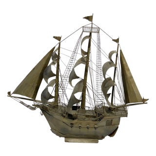 Large Vintage Italian Sheet Metal Galleon, 1950 For Sale
