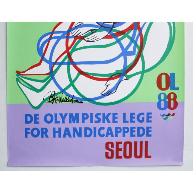 Illustration 1988 Danish Poster, Seoul Paralympic Games by Bjorn Winblad (De Olympiske Lege for Handicappede) For Sale - Image 3 of 5