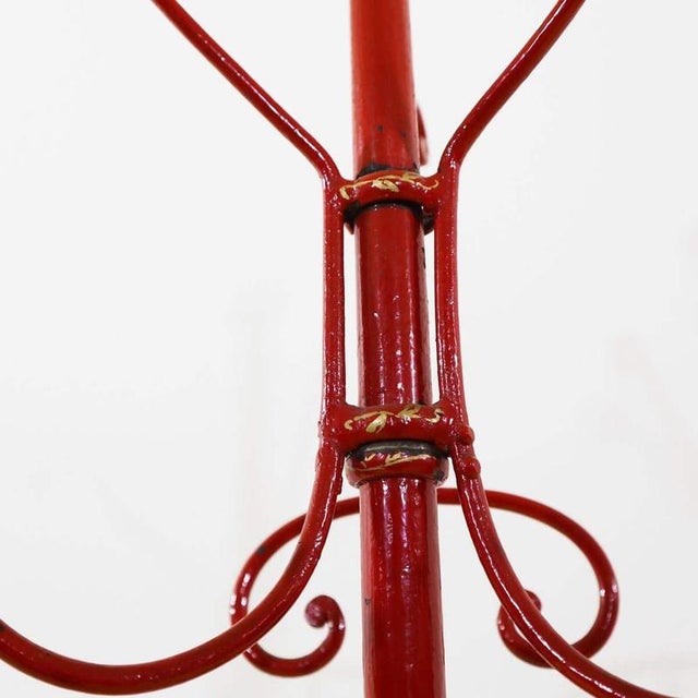 Red Metal Freestanding Coat Rack with Curved Hooks For Sale - Image 4 of 8