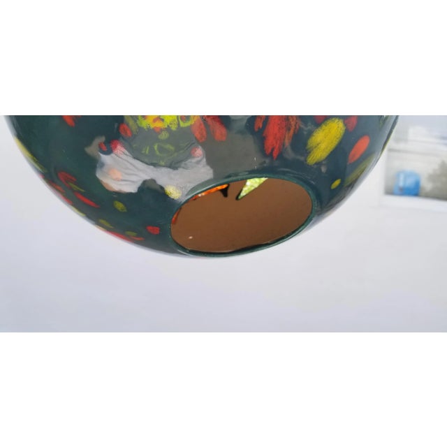 1970s Vintage Mid-century Ceramic Glazed Pendant Lamp For Sale - Image 5 of 12