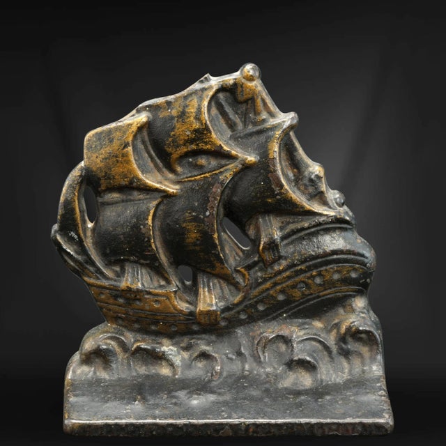 Pair of Sailing Ship Cast Iron Bookends Verona Circa 1925 For Sale In Phoenix - Image 6 of 11