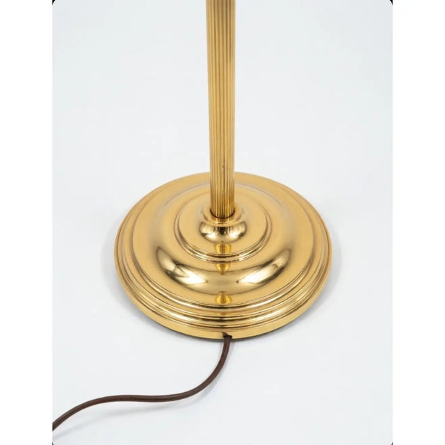 Vintage Art Deco Brass Floor Lamp With Etched Frosted Glass Shade For Sale In Washington DC - Image 6 of 6