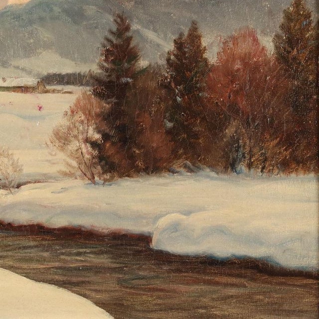 Textile Erwin Kettemann, Alpine Landscape, Oil on canvas, Framed For Sale - Image 7 of 12