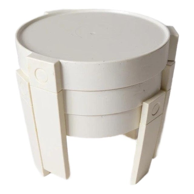 Vintage Stacking Tables with White Plastic, 1970s, Set of 3 For Sale