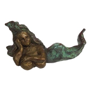 Small Late 20th Century Mermaid Bronze Sculpture For Sale