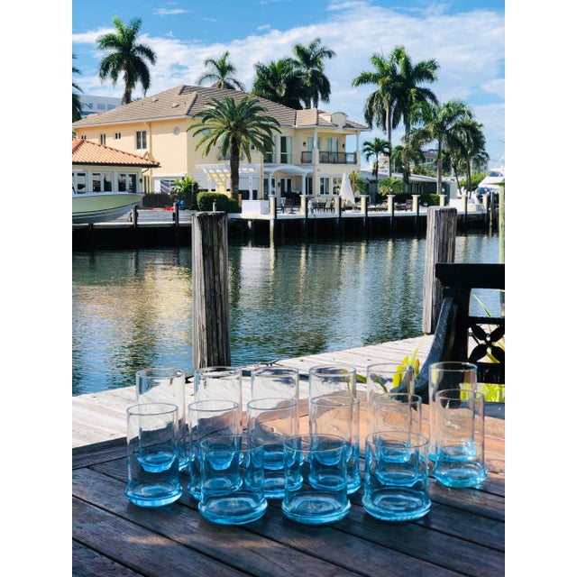 Hollywood Regency Blue Glasses Set- 15 Pieces For Sale - Image 4 of 12