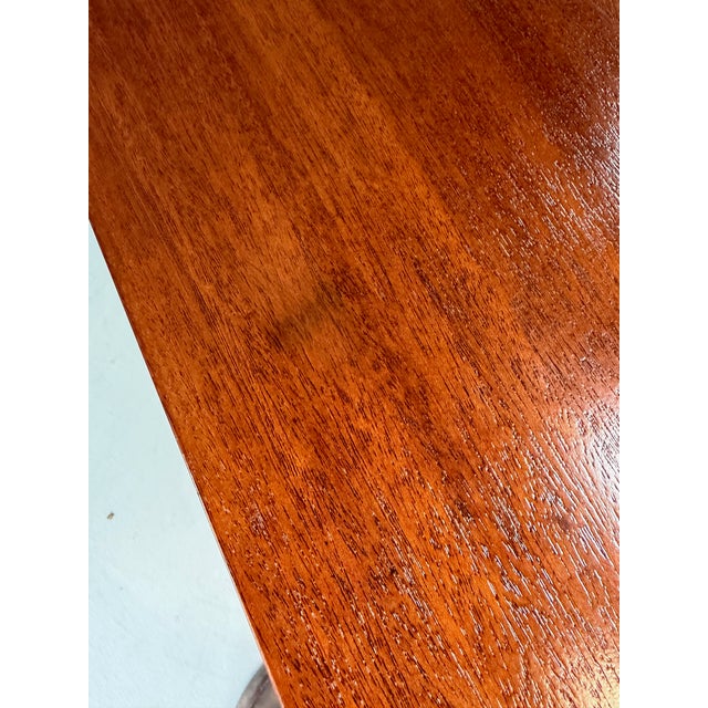 Brown 1950s Edward Wormley for Dunbar Flip-Top Expandable Table and Brass Castors For Sale - Image 8 of 12