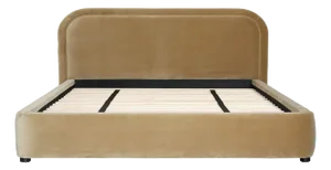 Renfrow Velvet Rounded Midcentury Modern King Bed Frame