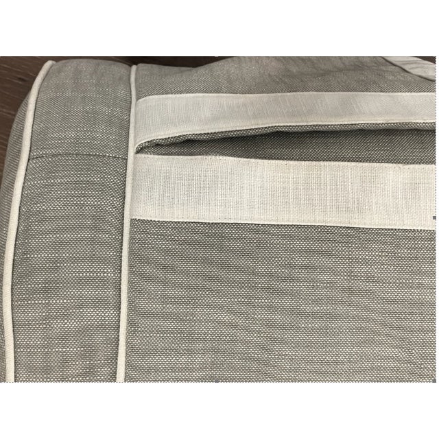 Traditional Ambella Bella Ottoman in Linen For Sale - Image 3 of 3