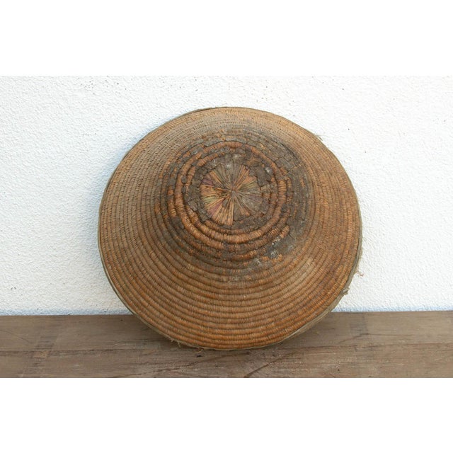 Brown Antique Coiled Woven Harvest Basket For Sale - Image 8 of 9