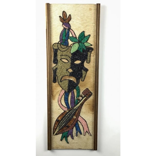 Colorful reminders of the 1950’s. This pair of burlap and wood framed stone wall art was hanging in my aunt and uncles...