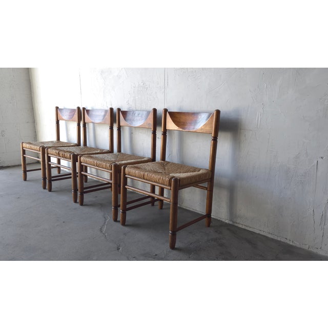 Rustic European Vintage French Style Rush Seat Dining Chairs - Set of 4 For Sale - Image 3 of 15