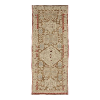 Antique Karabagh Runner in Beige and Cream Geometric Medallion - Rug and Kilim For Sale