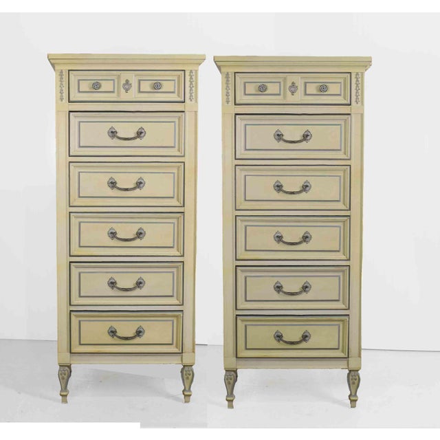 Dixie Furniture Co. Mid Century French Louis Style Lingerie Chests by Dixie - A Pair For Sale - Image 4 of 11