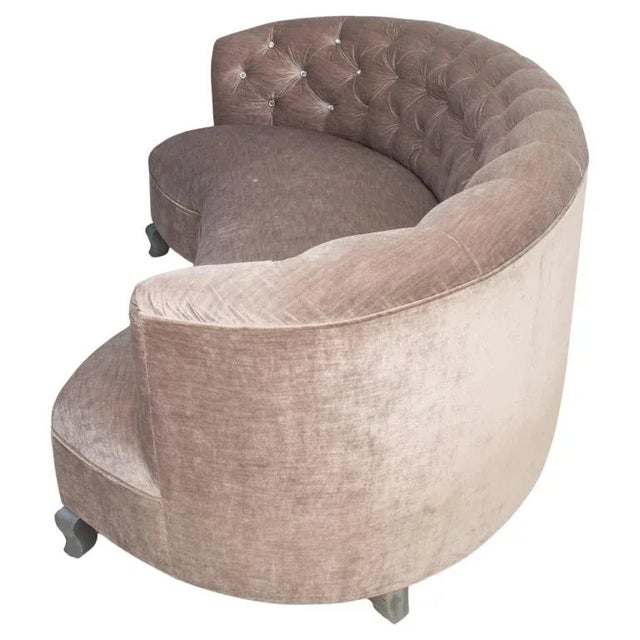 Modern Hollywood Regency Velvet Crescent Sofa For Sale In New York - Image 6 of 7