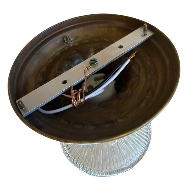 Rare Vintage Holophane Flushmount Ceiling Light Fixture For Sale - Image 9 of 12