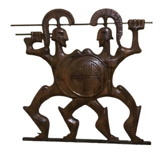Mid-Century Modern Frederic Weinberg Sculpture Roman Gladiator Wood Look For Sale