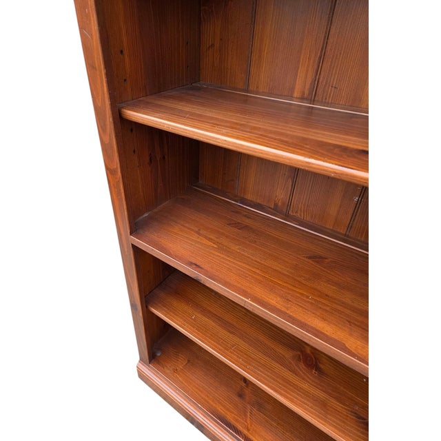1990s Ethan Allen Country Craftsman Bookshelf Cabinet Shelf Display Knotty Pine Hutch For Sale - Image 13 of 15