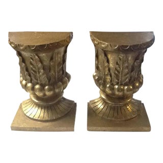 Classical Gold Urn Bookends - a Pair For Sale