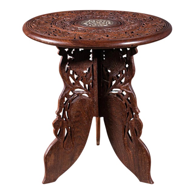 1920s Antique Circular Anglo-Indian Side Table For Sale