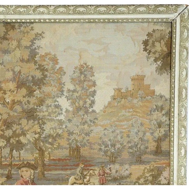 Mid 20th Century Large Vintage Framed French Hunting Scene Tapestry – Aubusson-Style Verdure Jacquard For Sale - Image 5 of 10
