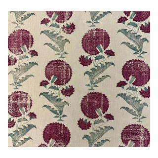 Michael S Smith Jasper Indian Flower Fabric in Burgundy, 0.45 Yards For Sale