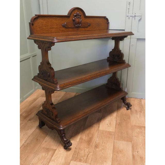 Large Late Victorian Carved Oak Buffet For Sale - Image 4 of 8