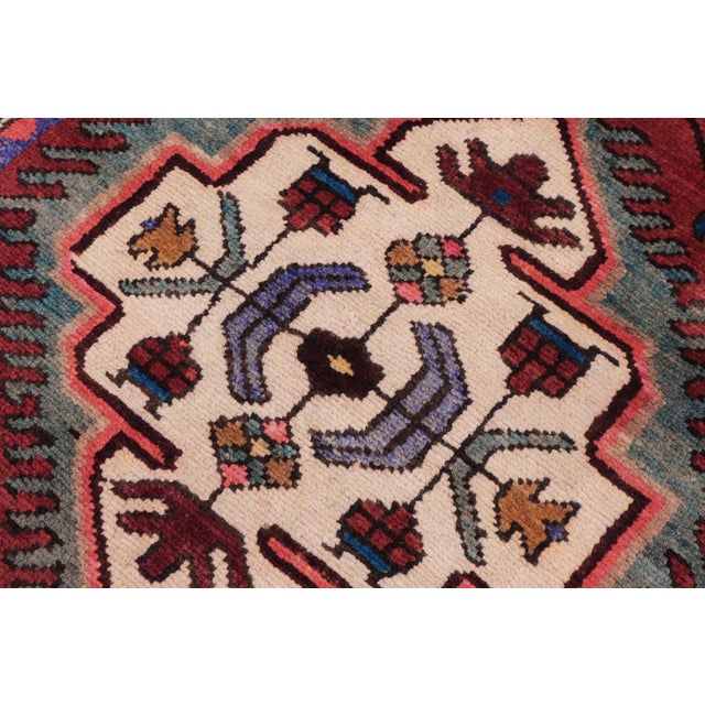 Boho Chic Tabriz Red/Beige Wool Runner Rug- 3'2'' X 9'0'' For Sale - Image 4 of 10