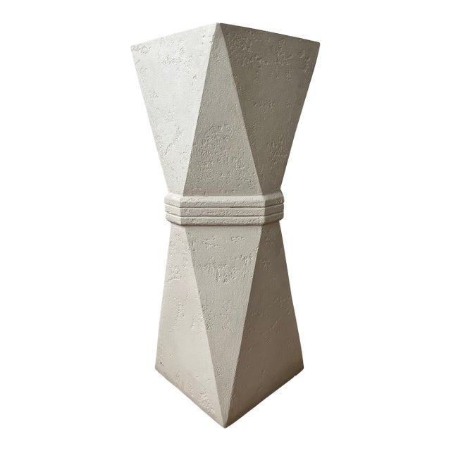 1980s Postmodern Faceted Plaster Pedestal or Sculpture Stand For Sale