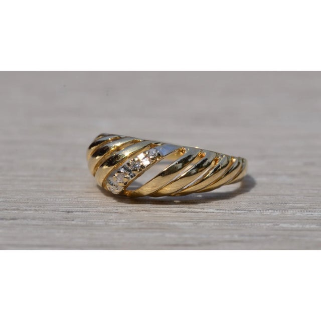The Henderson: Yellow Gold Waved Cocktail Ring with Diamonds For Sale - Image 4 of 10
