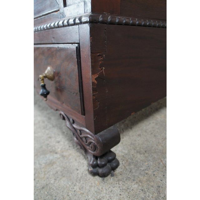 Antique American Empire Flame Mahogany Mirrored Clothing Armoire Wardrobe For Sale - Image 11 of 12