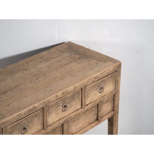 Antique console table in fir wood, traditional Chinese furniture originating from Shandong and dated circa 1930....