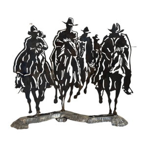Riders on the Storm — Modern Cut Steel Western Cowboy Sculpture