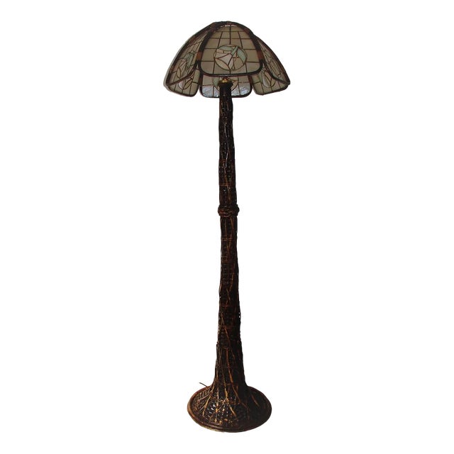 Floor Lamp in Rattan , 1950s For Sale