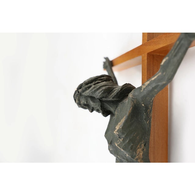 Wood Antique Realistic Wooden Crucifix, France, 1850 For Sale - Image 7 of 10