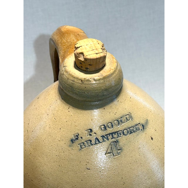 Mid 19th Century Extremely Rare Has Original Cork 4-Gallon F. P. Goold Brantford Pottery Jug For Sale - Image 16 of 17