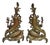 Antique French Rococo Baroque Style Brass Leafy Acanthus Andirons - A Pair For Sale