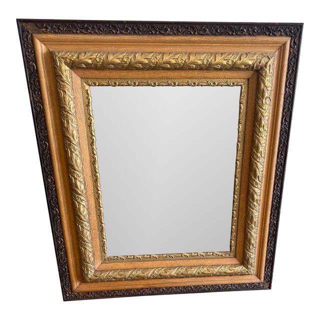 Genuine 19th C. Antique French Country Mirror - Hand-Carved Cream Open Scrollwork Wall Mirror For Sale