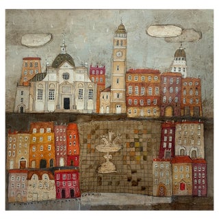 Dominika Stawarz-Burska, Town XI, Mixed Media on Board, 2023 For Sale